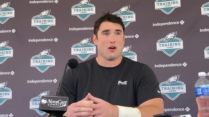 Jack Driscoll during Eagles training camp, 2021